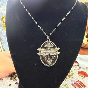 Silver Dragonfly Pendant Necklace